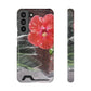 Phone Case With Card Holder with Peach Hibiscus Flower Design