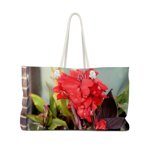 Red Canna | High Bloom Collection | Weekender Bag 24" x13" | Life By Ortavia