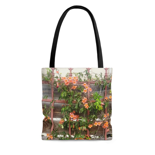 Flowers On A Rugged Fence | Tote Bag | High Bloom Collection | Life By Ortavia