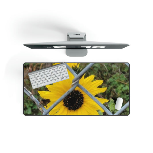 Sunflower Behind A Fence | High Bloom Collection | Desk Mat | Life By Ortavia