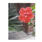 Velveteen Plush Blanket with Peach Hibiscus Flower Design