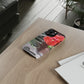 Phone Case With Card Holder with Peach Hibiscus Flower Design