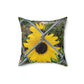 Spun Polyester Square Pillow with Sunflower Behind A Fence Design