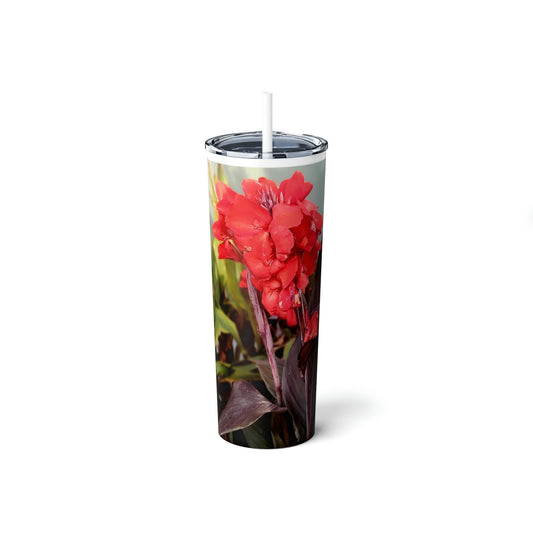 Red Canna | Skinny Steel Tumbler with Straw 20oz | High Bloom Collection | Life By Ortavia