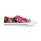 Women's Low Top Sneakers with Hot Pink Bougainvillea Design