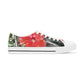 Women's Low Top Sneakers with Peach Hibiscus Design