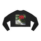 Women's Cropped Sweatshirt with Europeana Red Rose Design