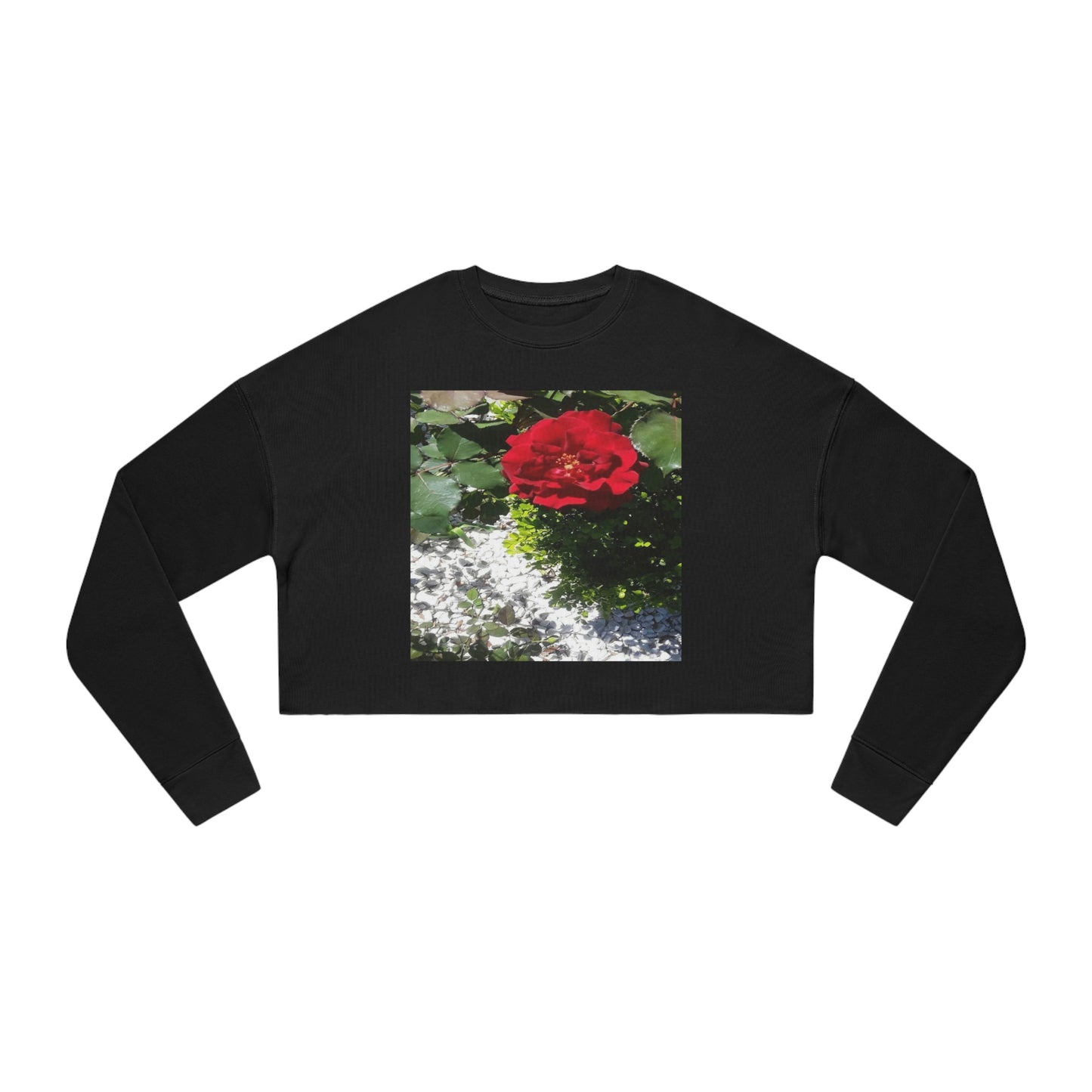 Women's Cropped Sweatshirt with Europeana Red Rose Design