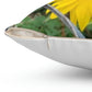 Spun Polyester Square Pillow with Sunflower Behind A Fence Design