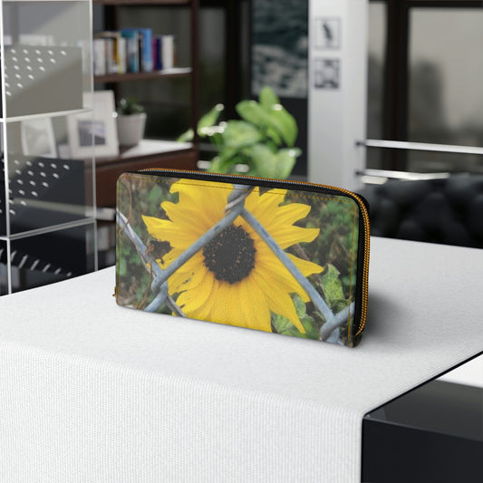 Sunflower Behind A Fence | High Bloom Collection | Zipper Wallet | Life By Ortavia