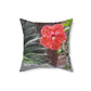 Spun Polyester Square Couch Pillow with Tropical Peach Flower Design