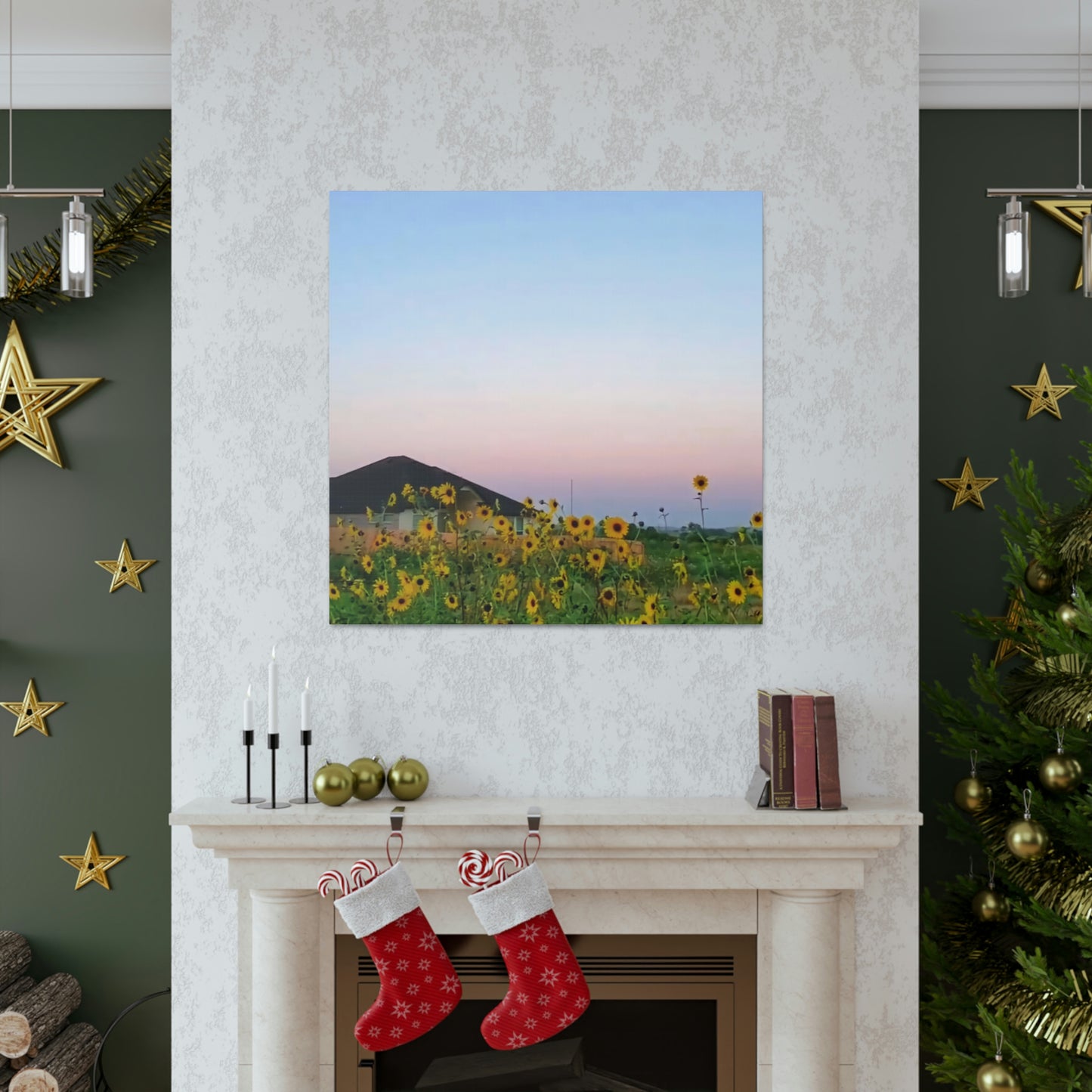 Sunflowers and a Rainbow Sky Canvas Gallery Wraps