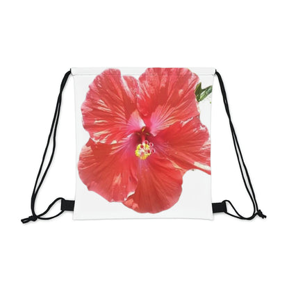 Peach Hibiscus White Background | Drawstring Bag | High Bloom Collection | Life By Ortavia