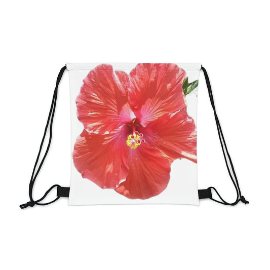 Peach Hibiscus White Background | Drawstring Bag | High Bloom Collection | Life By Ortavia