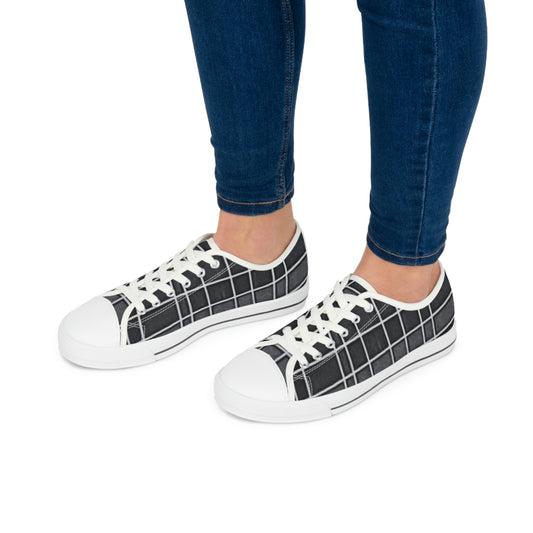 Women's Low Top Sneakers with Vintage Newspaper Window Design