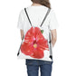 Peach Hibiscus White Background | Drawstring Bag | High Bloom Collection | Life By Ortavia