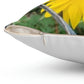 Spun Polyester Square Pillow with Sunflower Behind A Fence Design