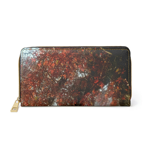 Red Autumn Leaves | High Bloom Collection | Zipper Wallet | Life By Ortavia