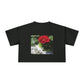 Women's Crop Tee with Europeana Red Rose Signature Print