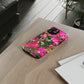 Phone Case With Card Holder with Hot Pink Bougainvillea Design
