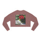 Women's Cropped Sweatshirt with Europeana Red Rose Design