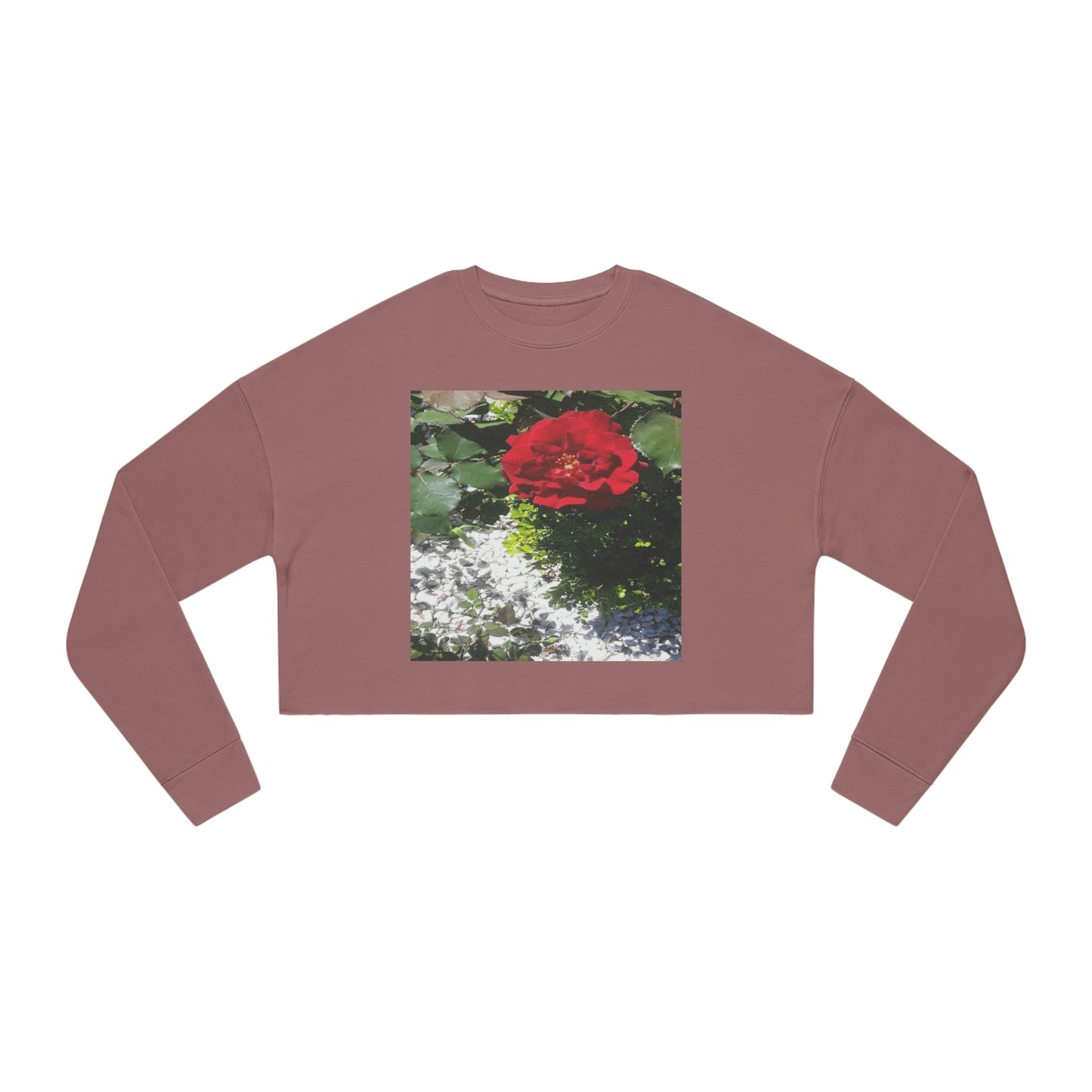 Women's Cropped Sweatshirt with Europeana Red Rose Design