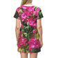Hot Pink Bougainvillea All Over Print T-Shirt Skirt Dress for Women