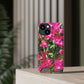 Phone Case With Card Holder with Hot Pink Bougainvillea Design