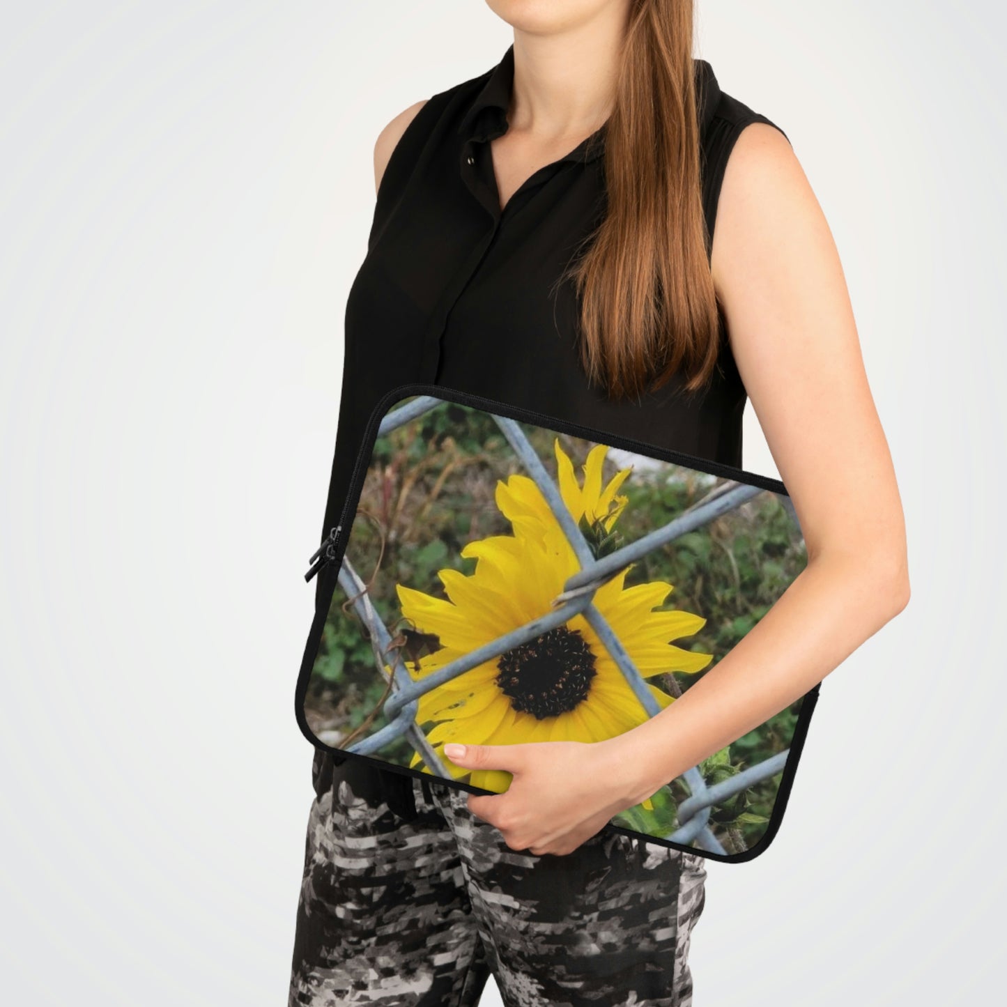 Laptop Sleeve with Sunflower Behind A Fence Design 7 Inch 10 Inch 13 Inch 15 Inch 17 Inch
