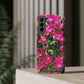 Phone Case With Card Holder with Hot Pink Bougainvillea Design