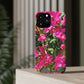 Phone Case With Card Holder with Hot Pink Bougainvillea Design
